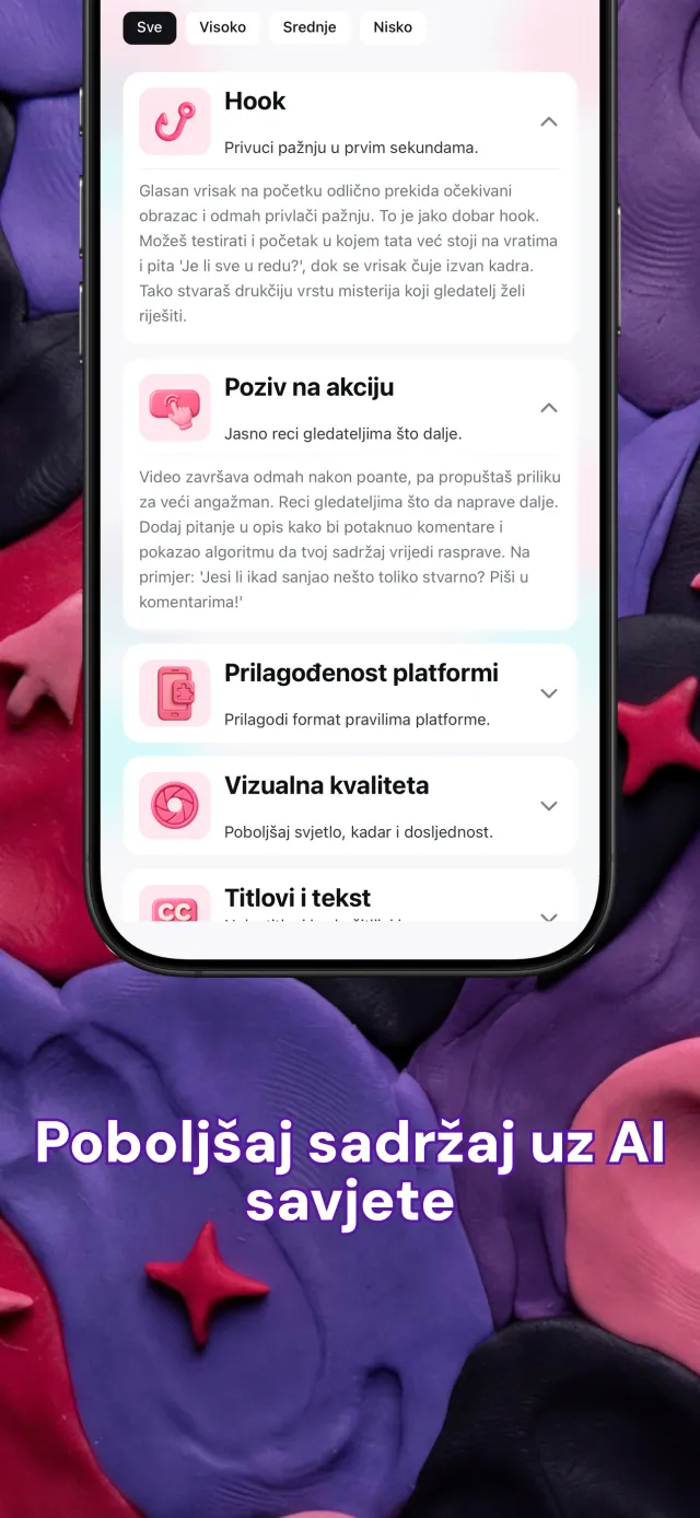 Kartice preporuka Viral IQ za uvod, priču, tempo i poziv na akciju